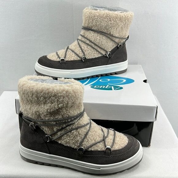 Aqua College Sachi Boots- Grey Suede/Faux Fur- Size 9 - NIB - Picture 1 of 7